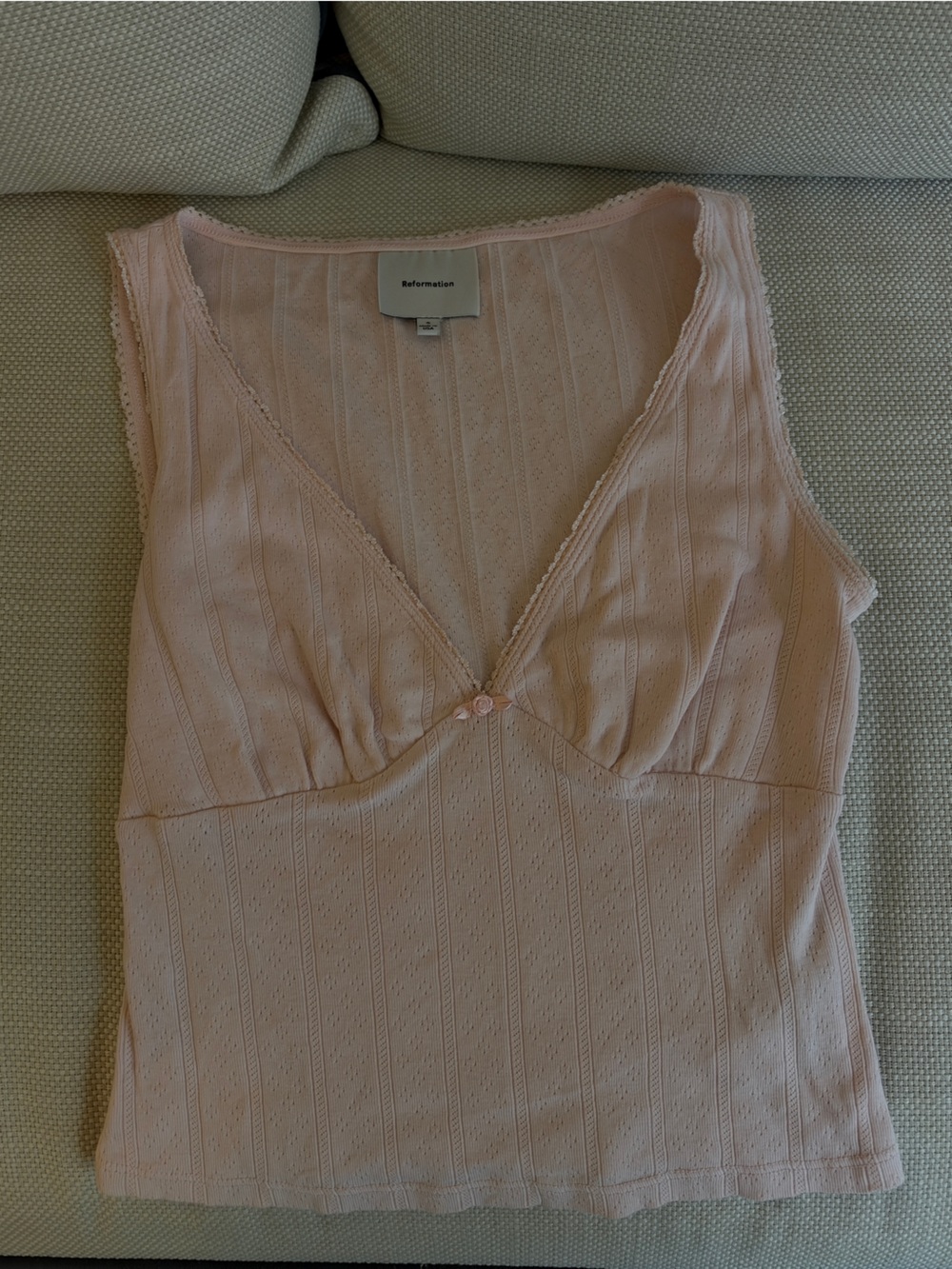 Reformation Light Pink Pointelle Tank - Picture 2 of 3